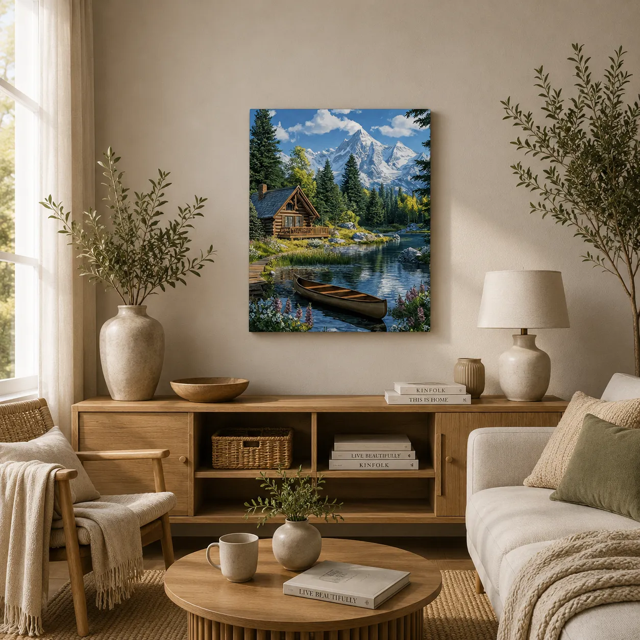 craftsy.dk Bjælkehytte ved Bjergsø mal efter tal 40x50 cm