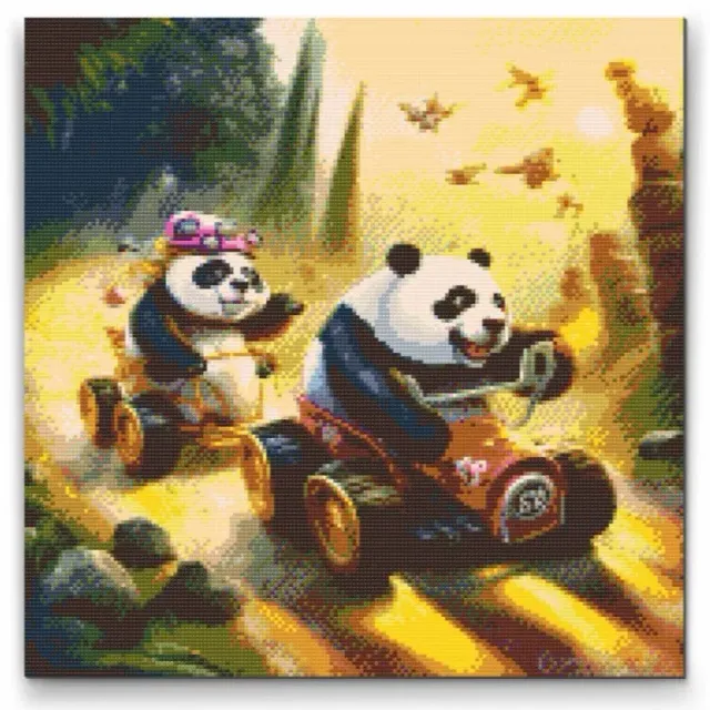 Road2Art Panda løb diamond painting 50x50 runde