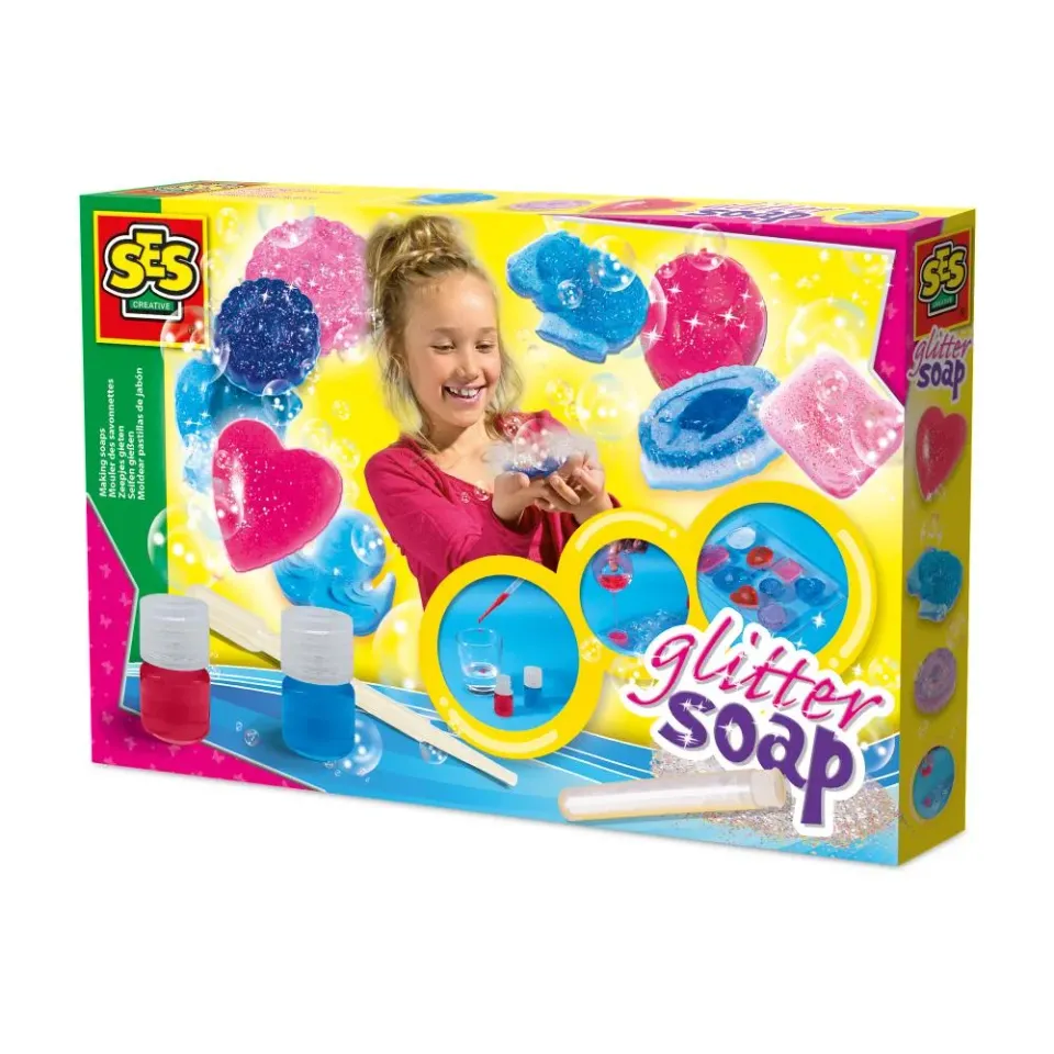 SES Creative Sæbestøbning glittersæbe sæbesæt med forme