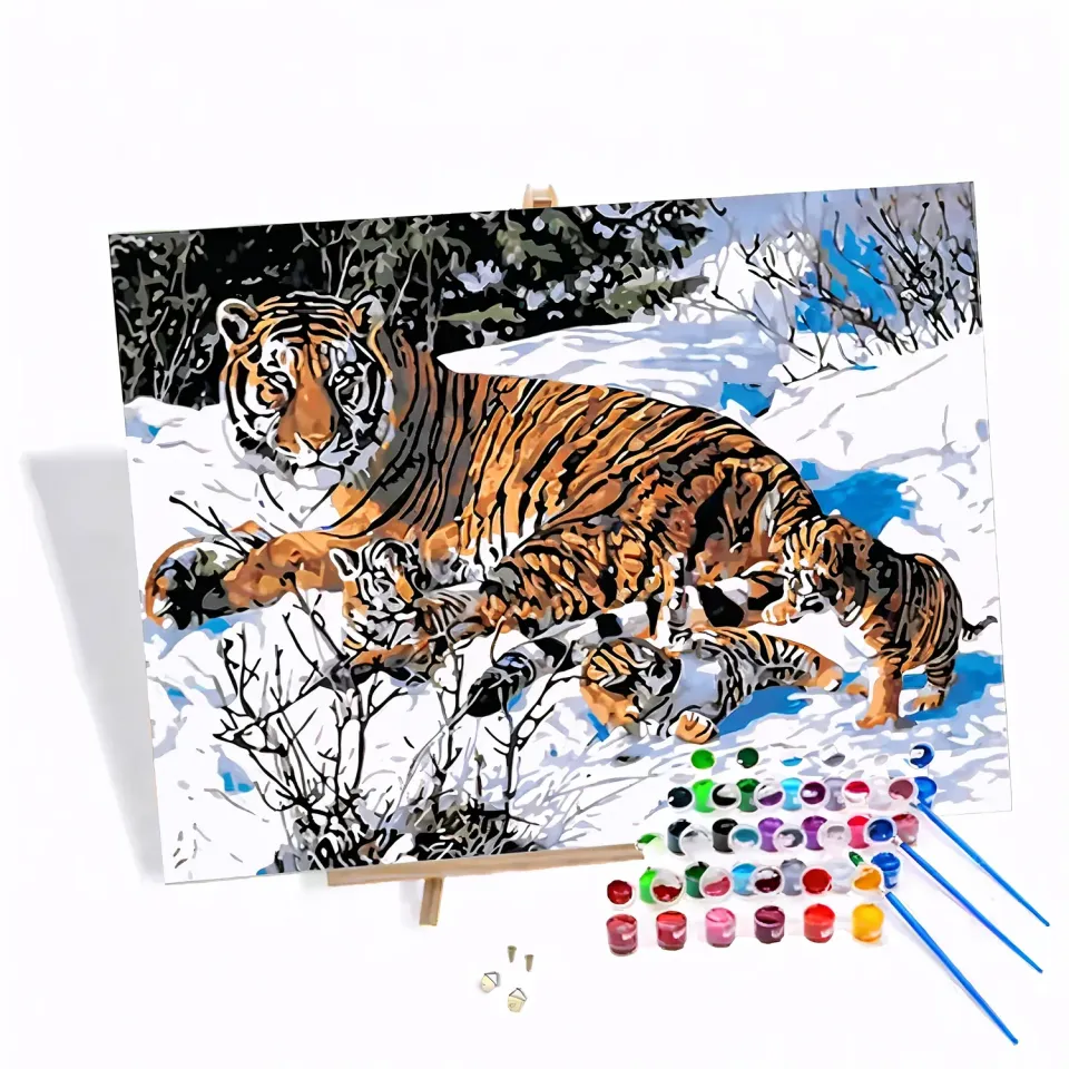 craftsy.dk Tigre i Sne mal efter tal 40x50 cm uden ramme