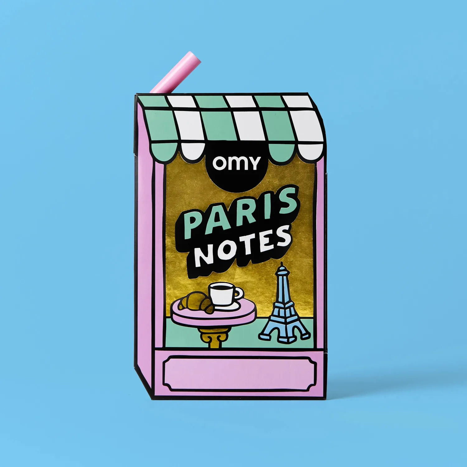 OMY Sticky Notes memoblok med kuglepen og mælkeboks