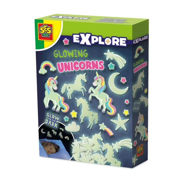 SES Creative Glowing Unicorns stickers selvlysende