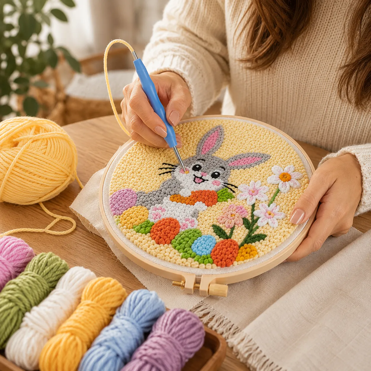 craftsy.dk Sød Kanin punch needle sæt 20 cm pastel