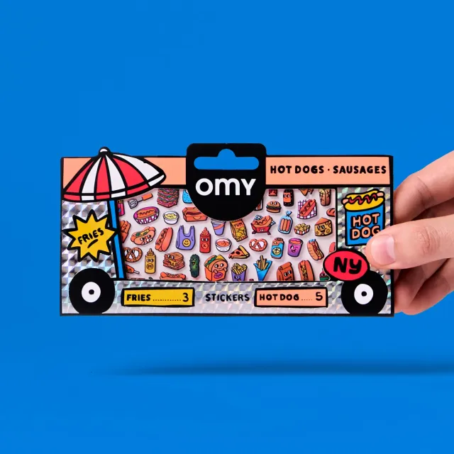 OMY Boutique Hot Dog klistermærker fluo foodtruck