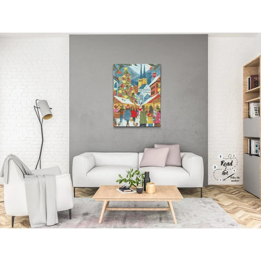 Road2Art Julemarked i bjergbyen diamond paint 40x50
