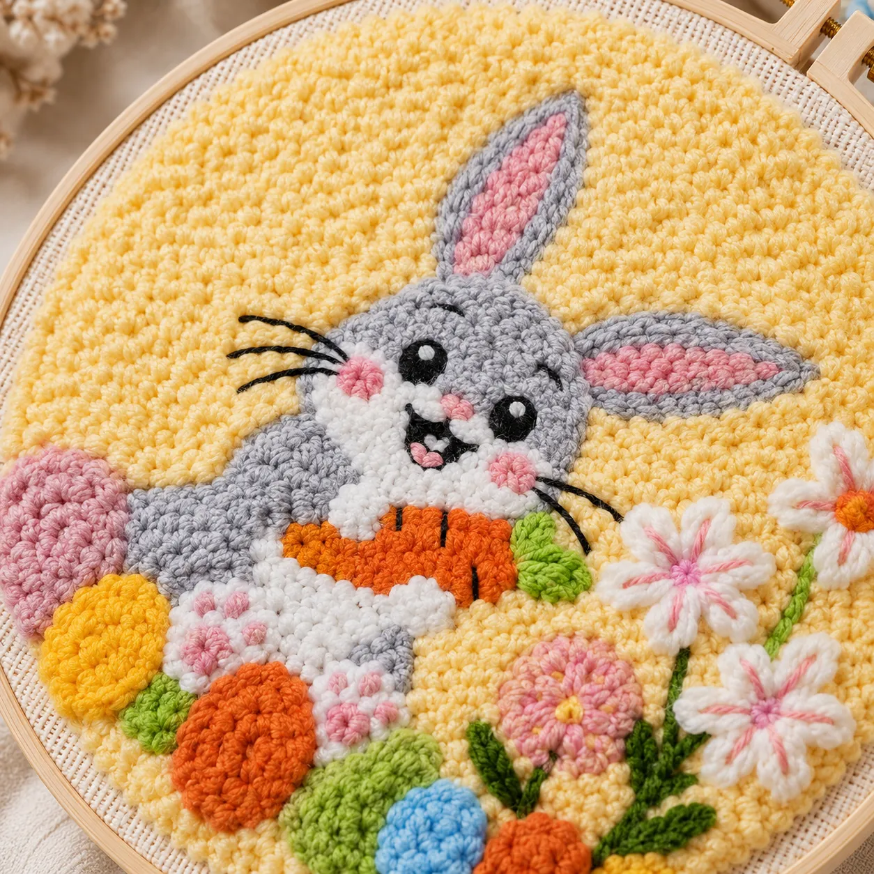 craftsy.dk Sød Kanin punch needle sæt 20 cm pastel