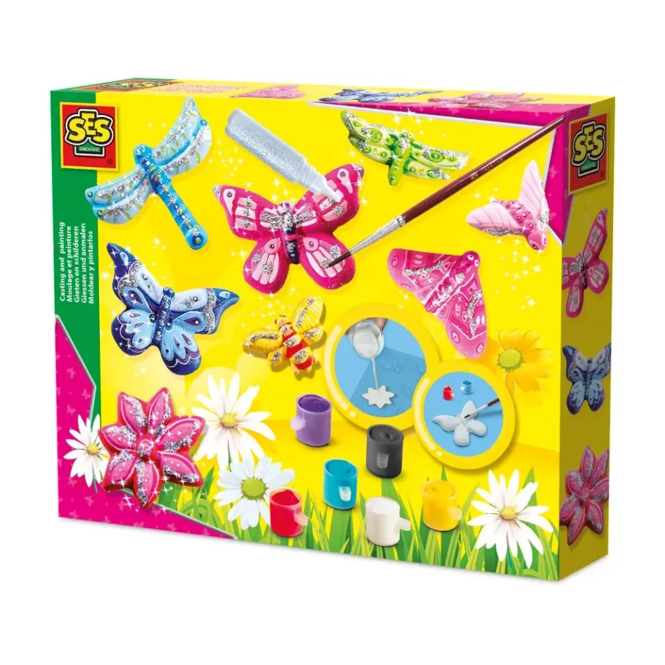 SES Creative Støb og mal sommerfugle gipssæt glitter