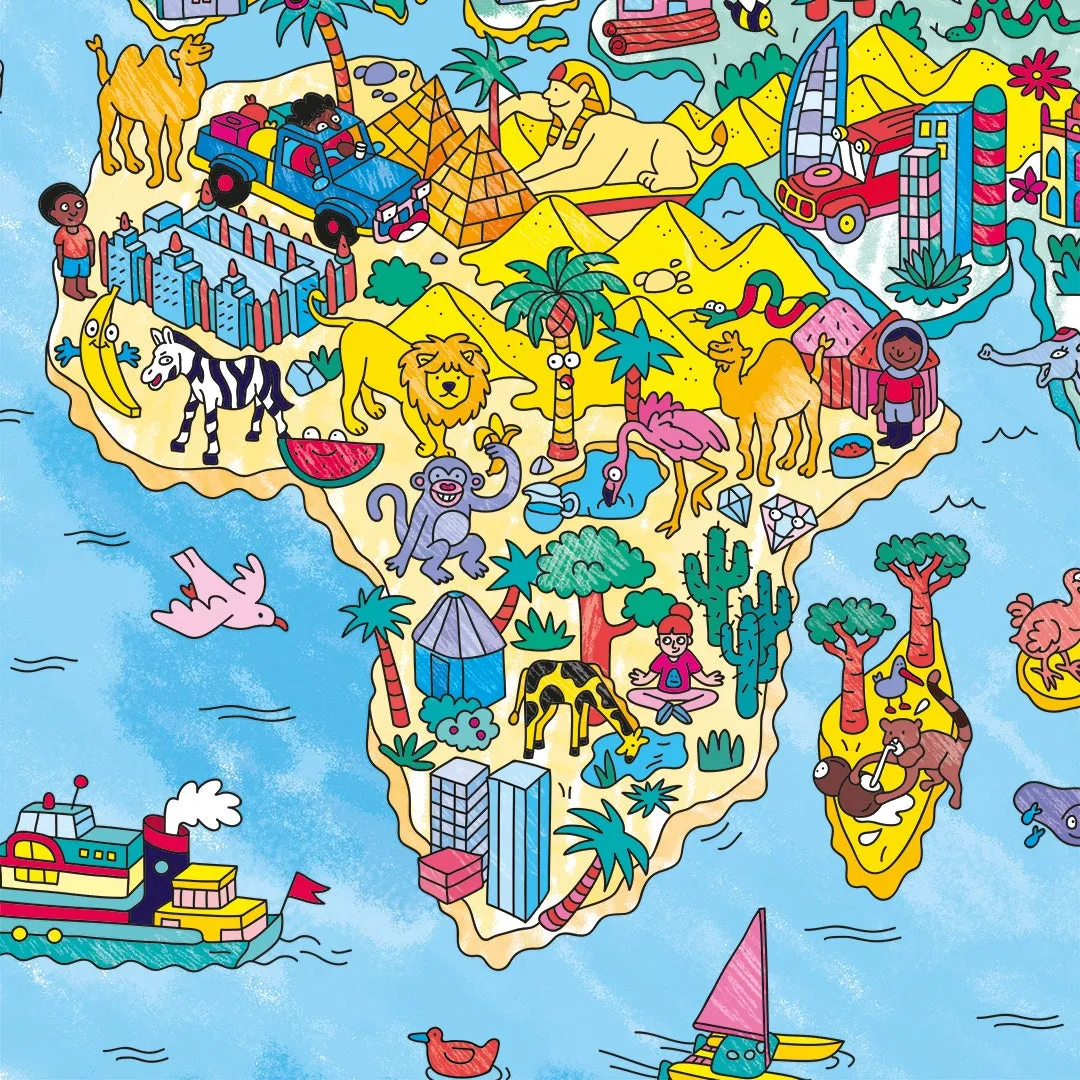 OMY Atlas kæmpe maleplakat verdenskort