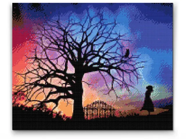 Road2Art Nattehimlen & Pigen diamond painting 30x40 cm