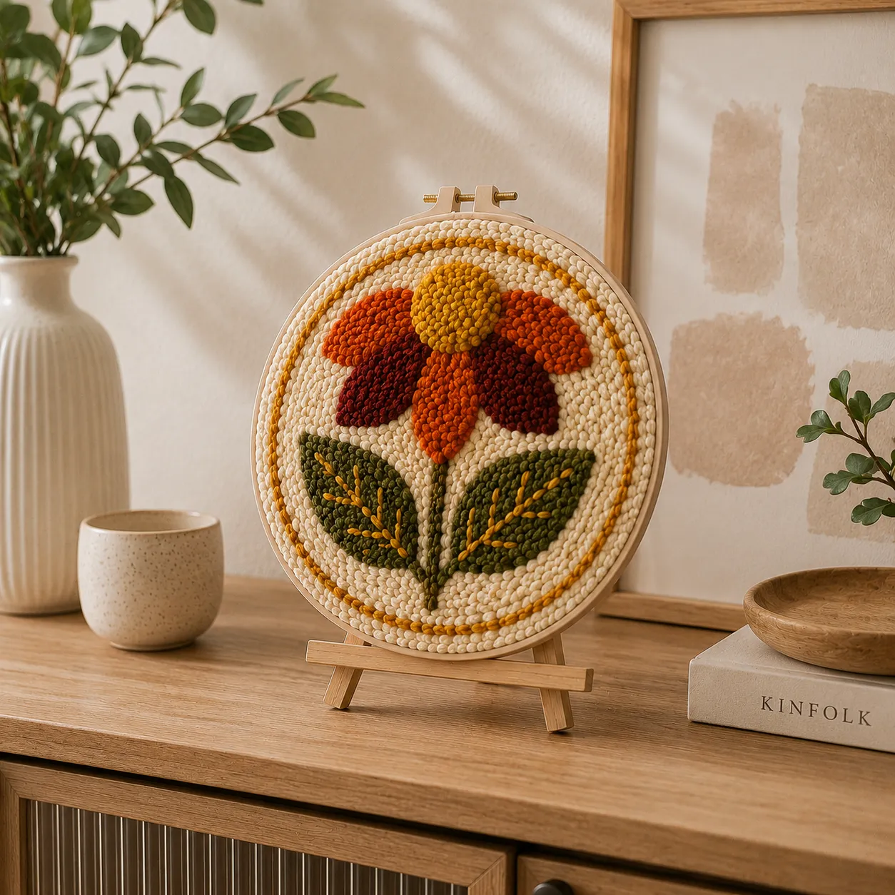 Craftsy Efterårsblomst punch needle 20 cm broderisæt