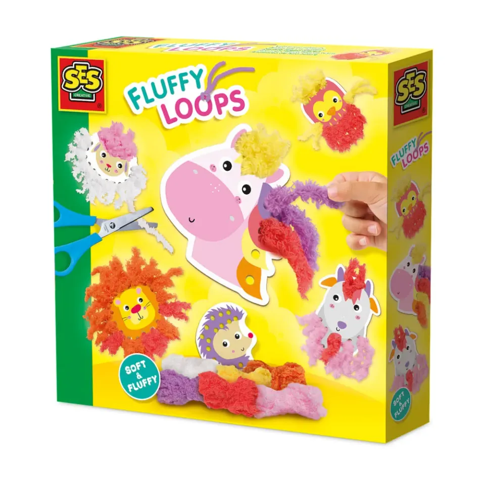 SES Creative Fluffy Loops plysdyr 6 dyr garnsæt