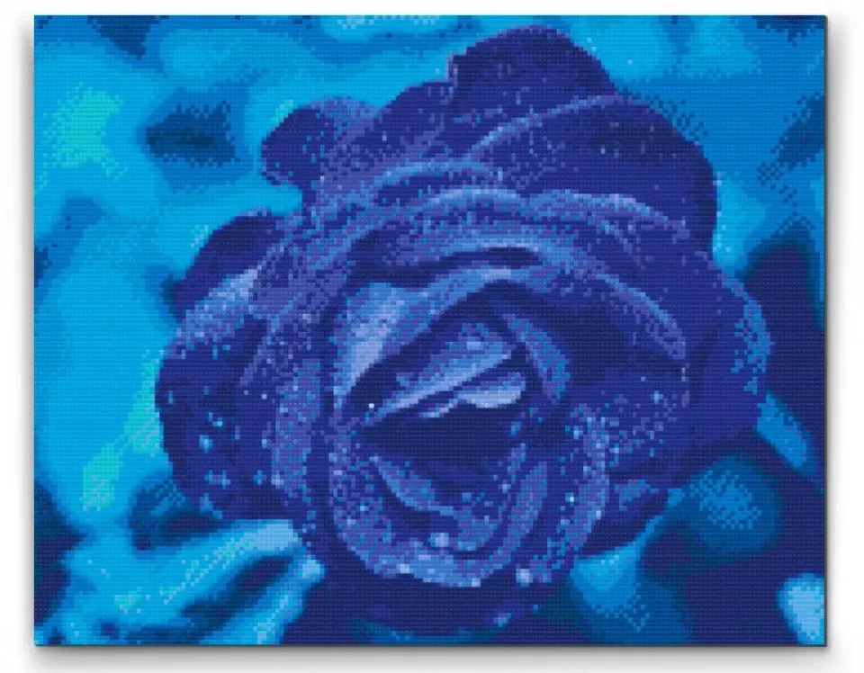 Road2Art Blå rose diamond paint 40x50 firkantede blå