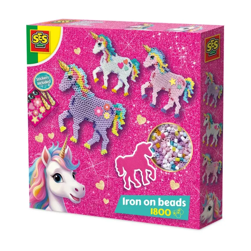 SES Creative Unicorn strygeperler 1800 stk glitter