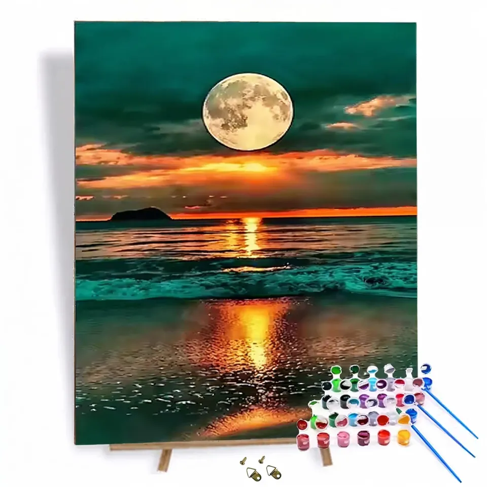 Craftsy Hav og Måne mal efter tal 40x50 cm natmotiv
