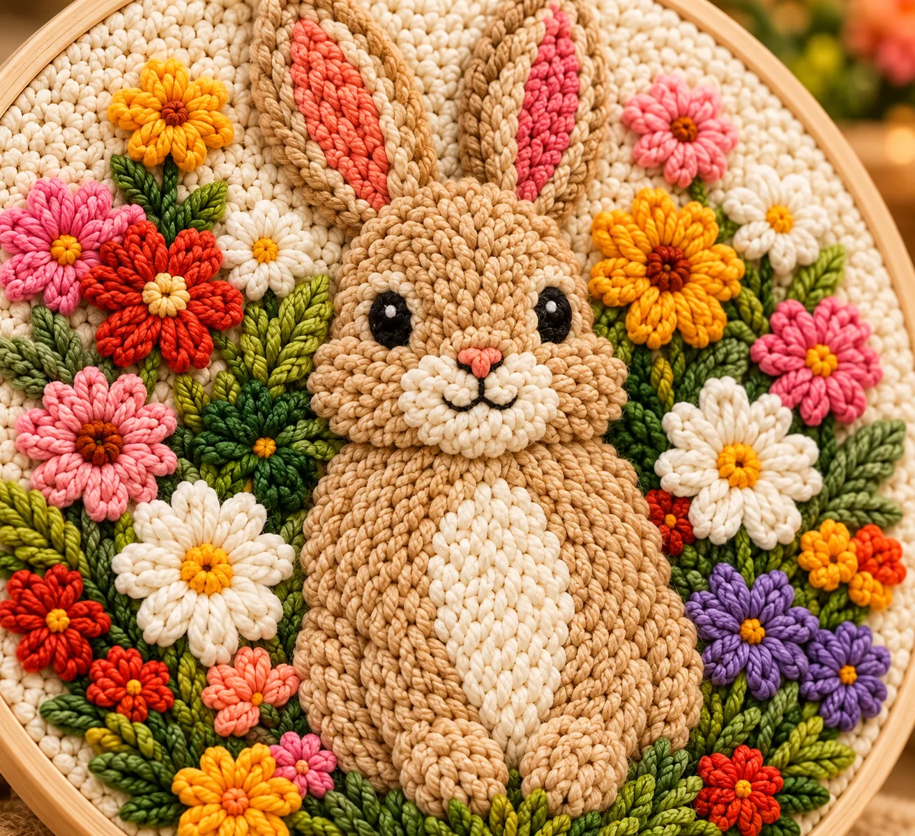 Craftsy Kanin i Blomsterhaven punch needle sæt 20 cm begynder