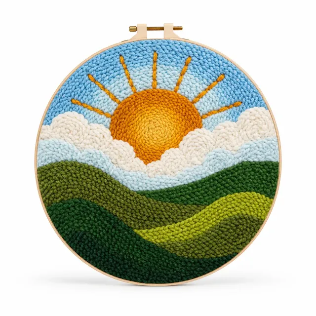 Craftsy Solopgang over Bakkerne punch needle sæt 20 cm rolig