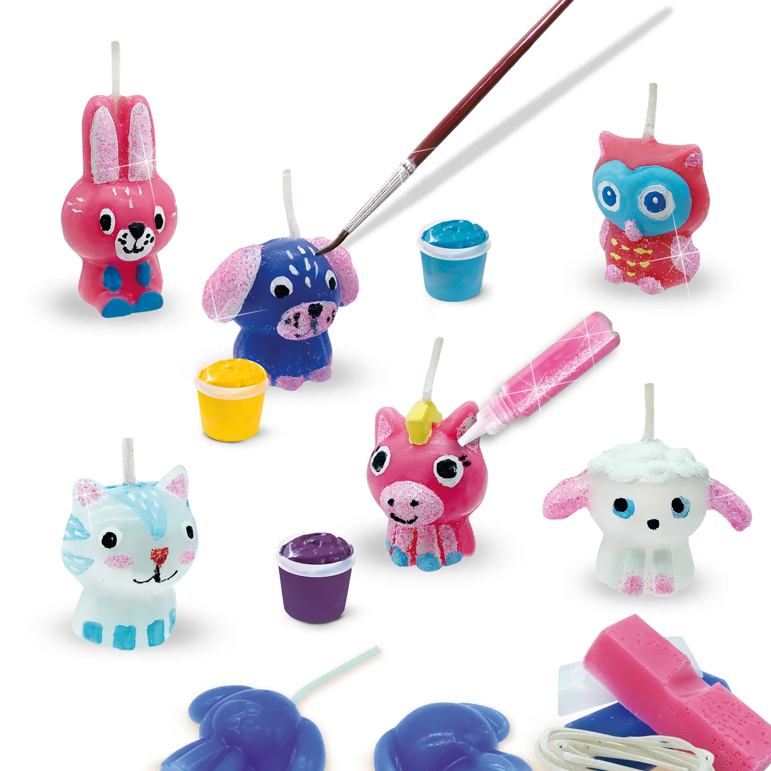 SES Creative Lys Støbesæt 3 farver med maling og glitter