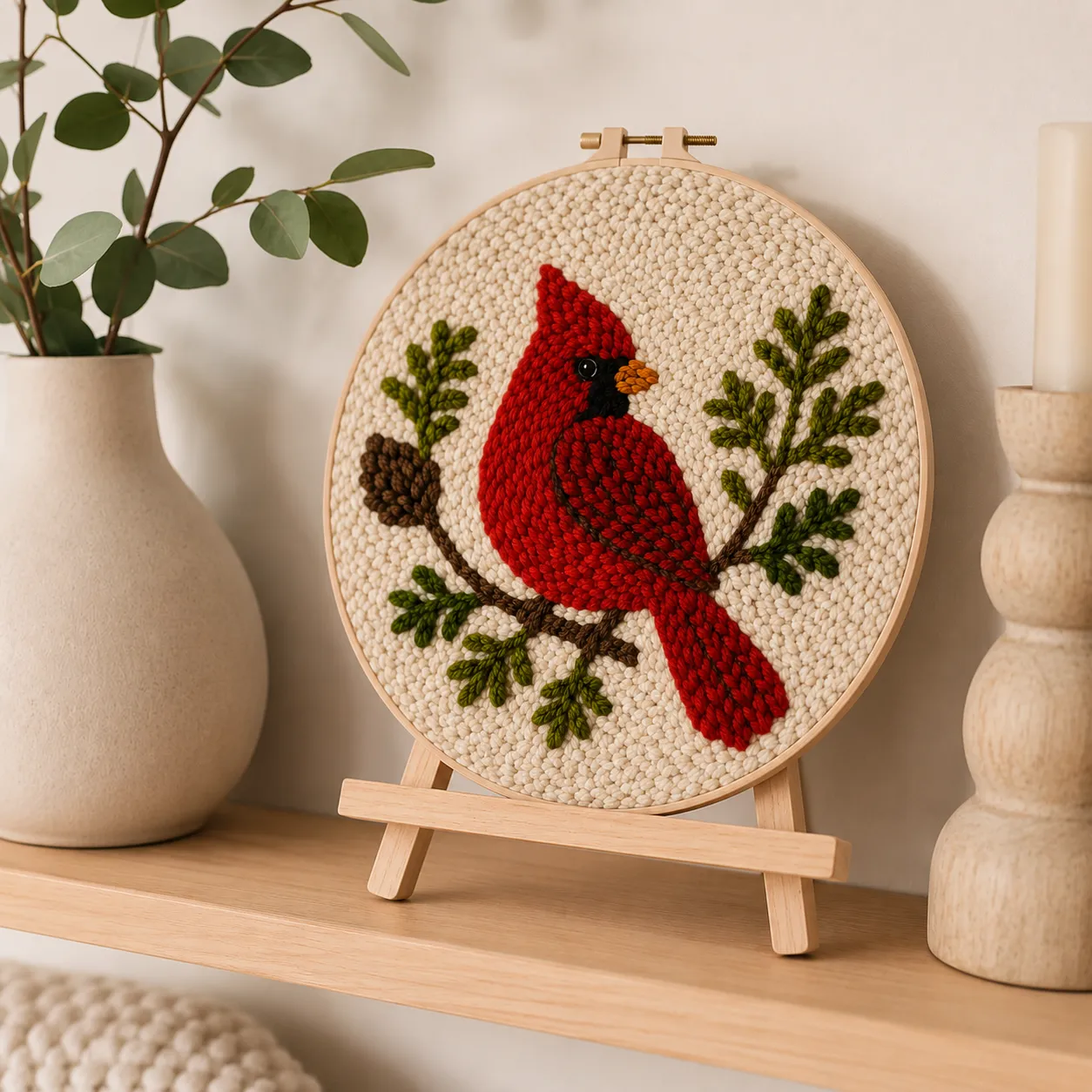 Craftsy Punch Needle Rød Fugl broderisæt 20 cm natur