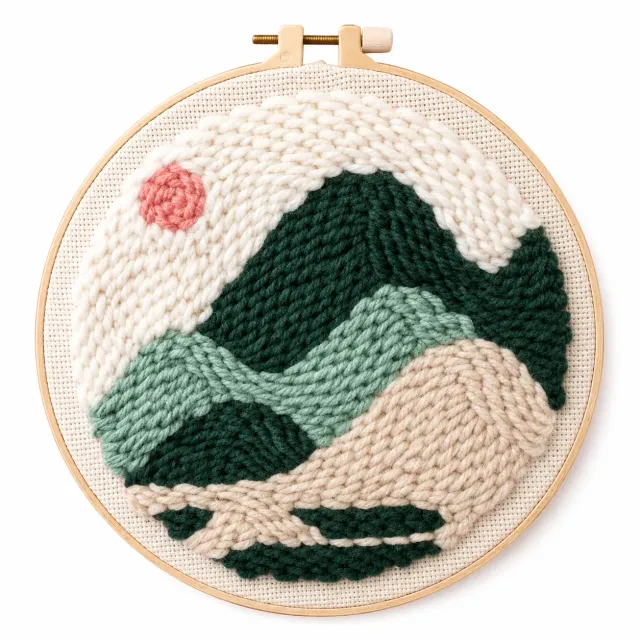 craftsy.dk Bjerglandskab punch needle sæt 20 cm landskab