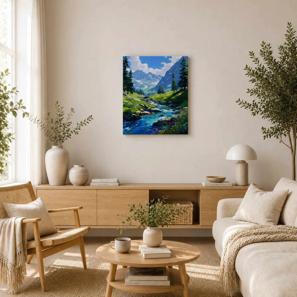 craftsy.dk Bjerglandskab med Flod mal efter tal 40x50 bjerge