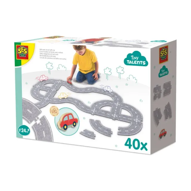 SES Creative filt vejsæt legesæt 40 dele bil