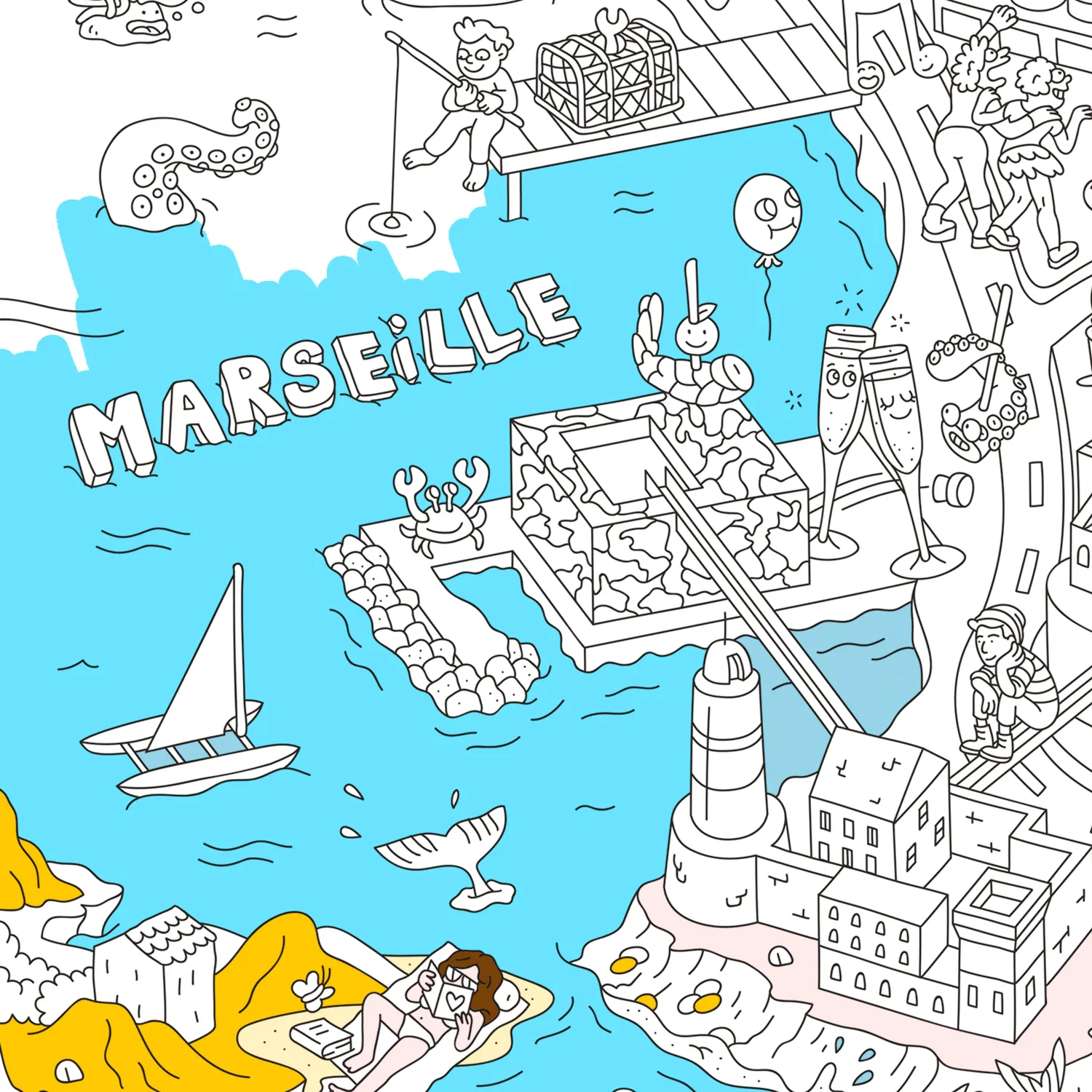 OMY Marseille kæmpeplakat til farvelægning