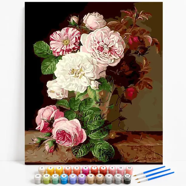 craftsy.dk Mal efter Tal Blomster i en Vase maleri 40x50 cm
