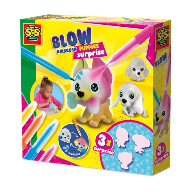 SES Blow Airbrush Puppy Surprise tuscher 3 hvalpe