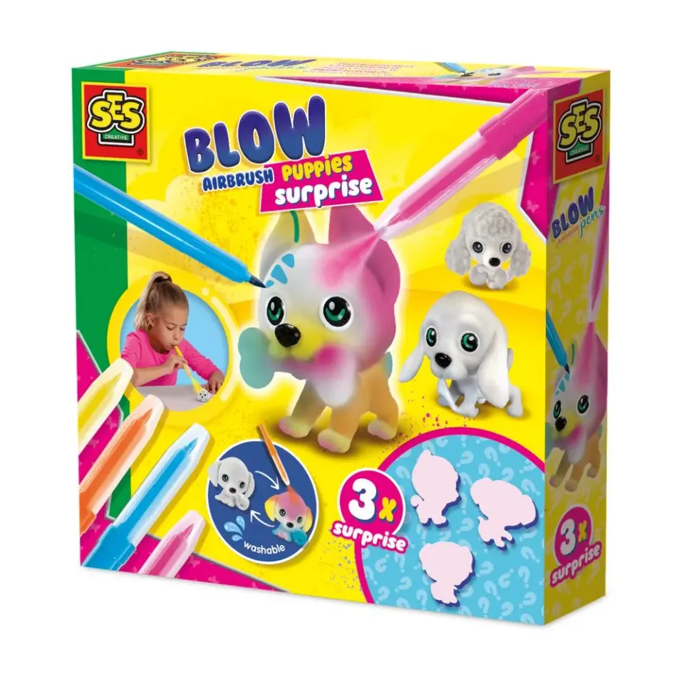 SES Blow Airbrush Puppy Surprise tuscher 3 hvalpe