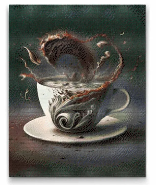 Road2Art Tsunami i Kop Kaffe diamond painting 30x40 firkantede