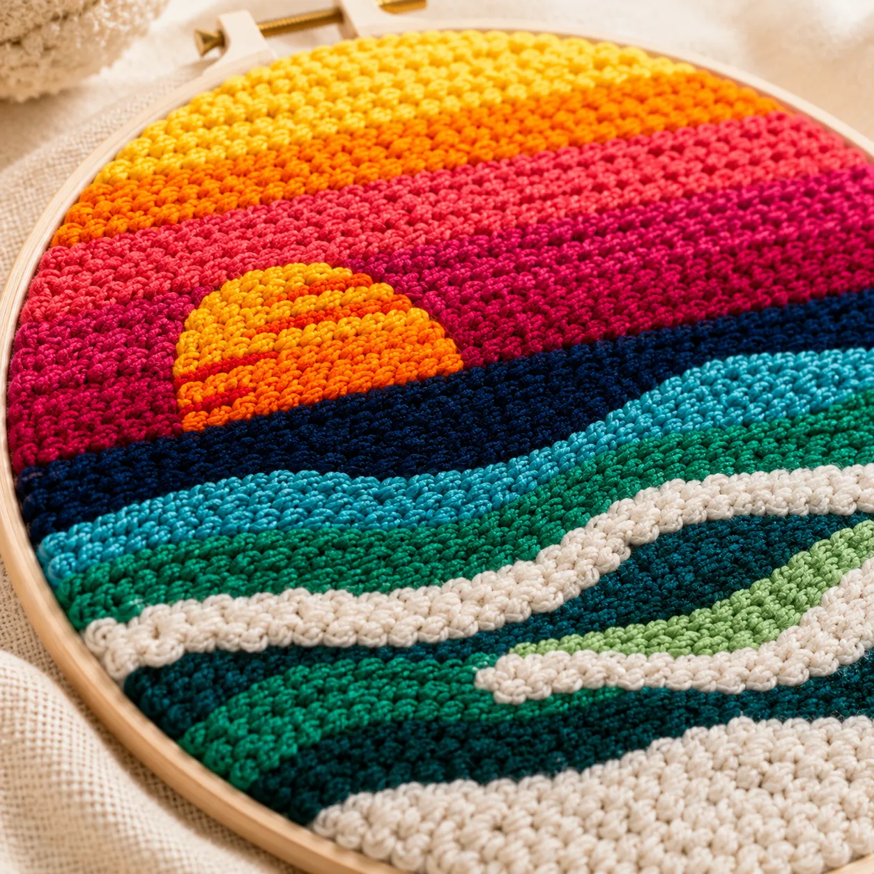 craftsy.dk Punch Needle Solnedgang ved Havet sæt 20 cm