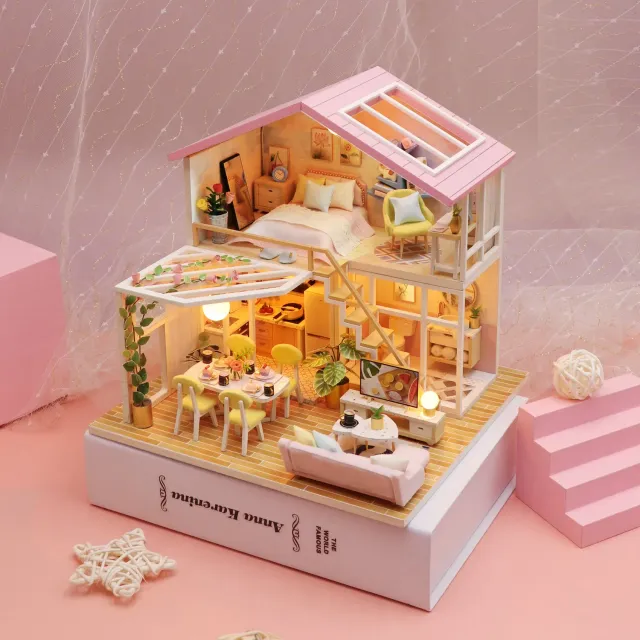 Craftsy Miniature Diorama Sød Tid byggesæt med LED-lys