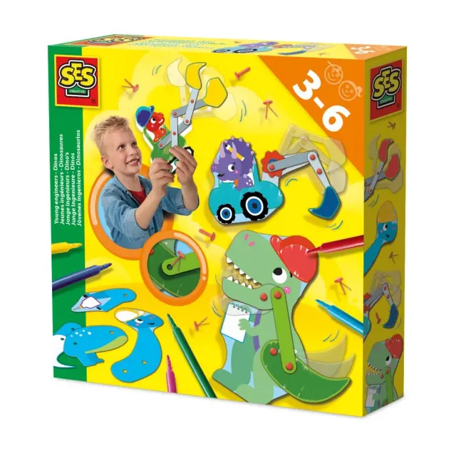 SES Creative Young Engineers dino byggesæt 4 stk bevægelige