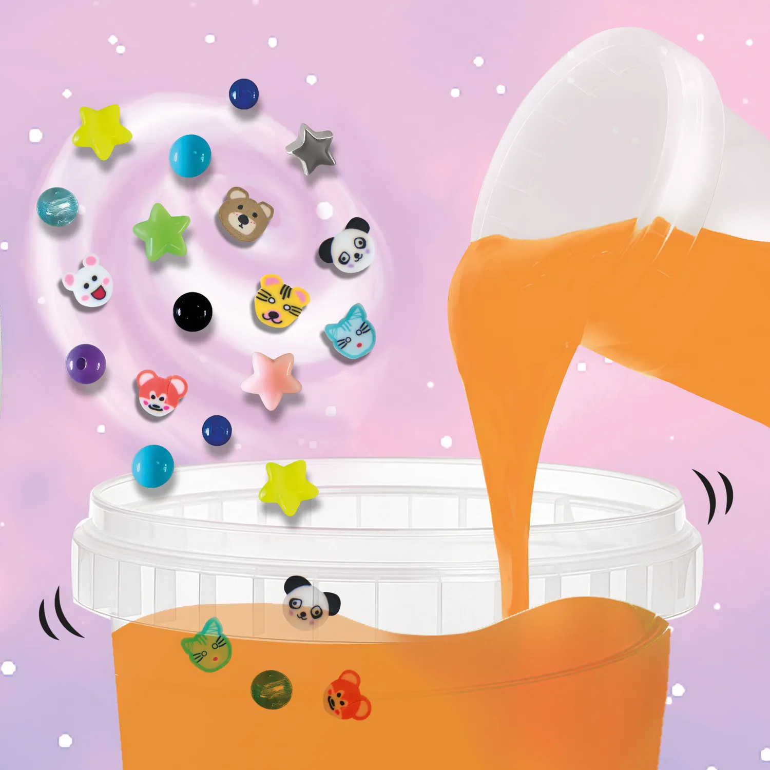 SES Creative Shake-a-Slime Party Animals slim 200 g med perler