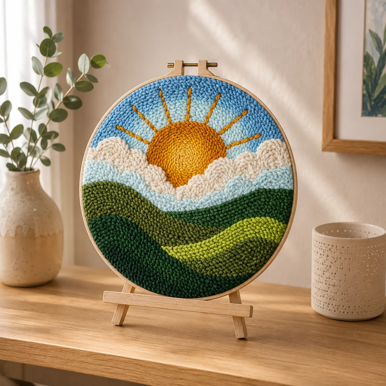 Craftsy Solopgang over Bakkerne punch needle sæt 20 cm rolig