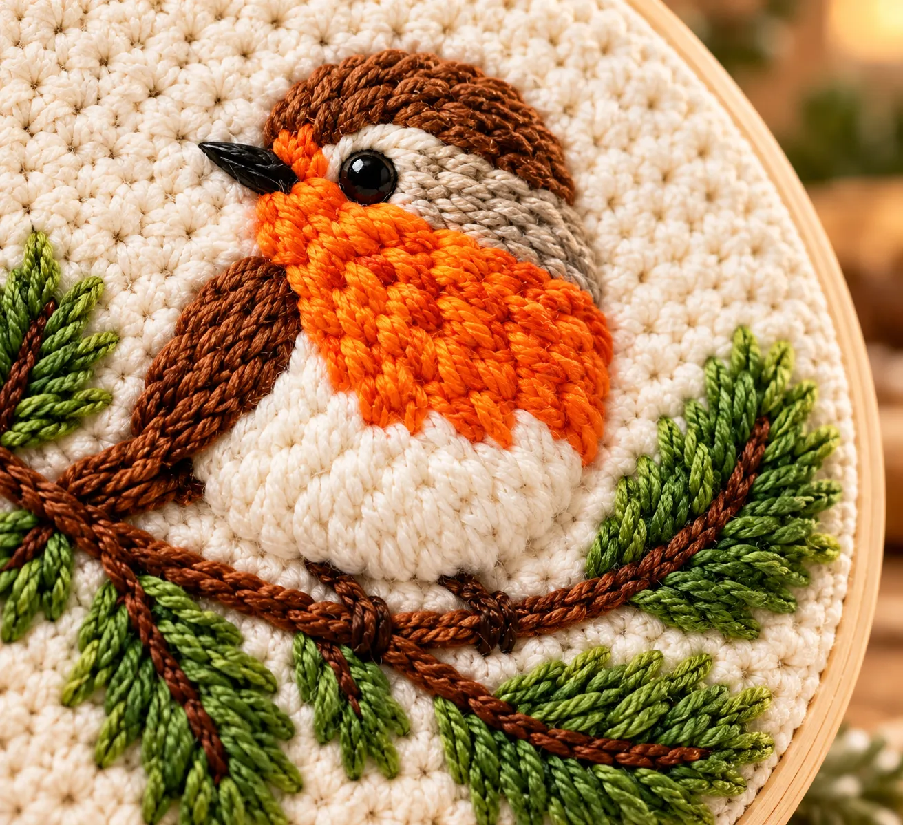 craftsy.dk Punch Needle Rødhals på Gren sæt 20 cm fugl