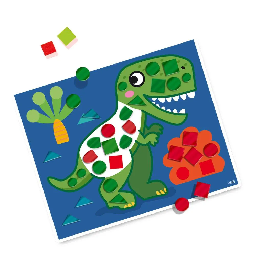 SES Creative Jeg lærer mosaiksæt dinoer XL 4 kort