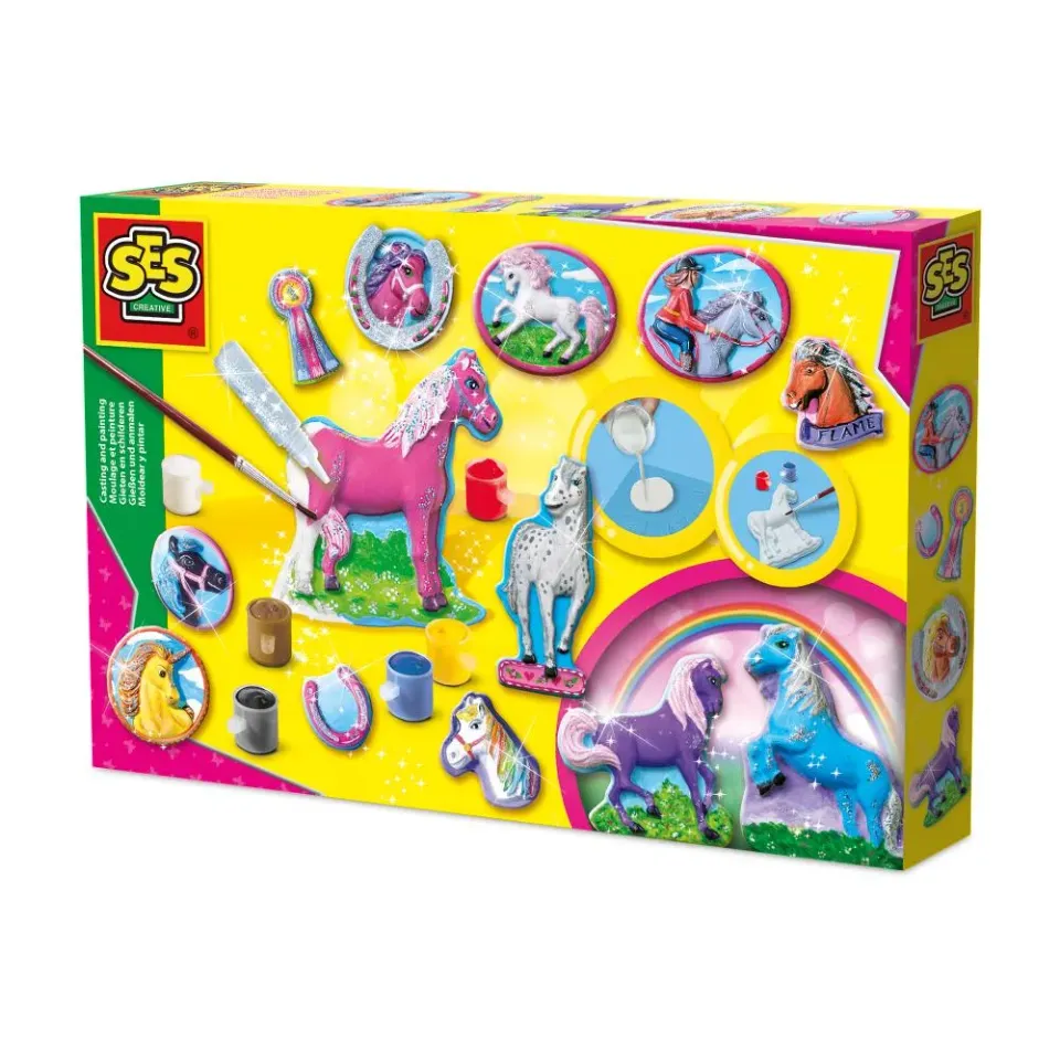 SES Creative Støb og mal fantasieheste gipssæt glitter