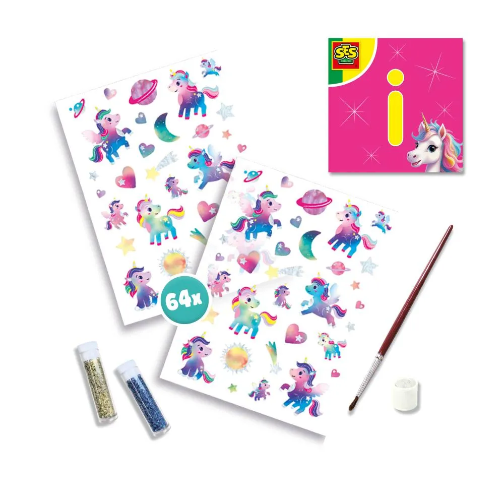 SES Creative Unicorn tatoveringer metallic 64 stk