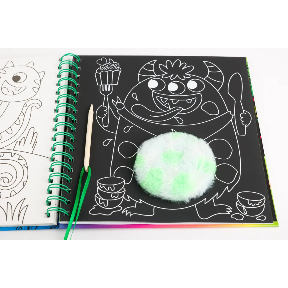 Decoden Magic Scratch Art Fluffy Monsters skrabebog regnbue
