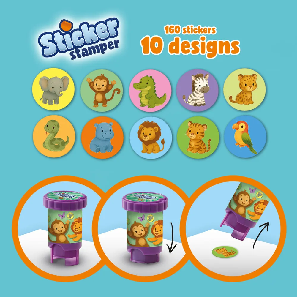 SES Creative Sticker Stamper Jungledyr klistermærkesæt 160 stk