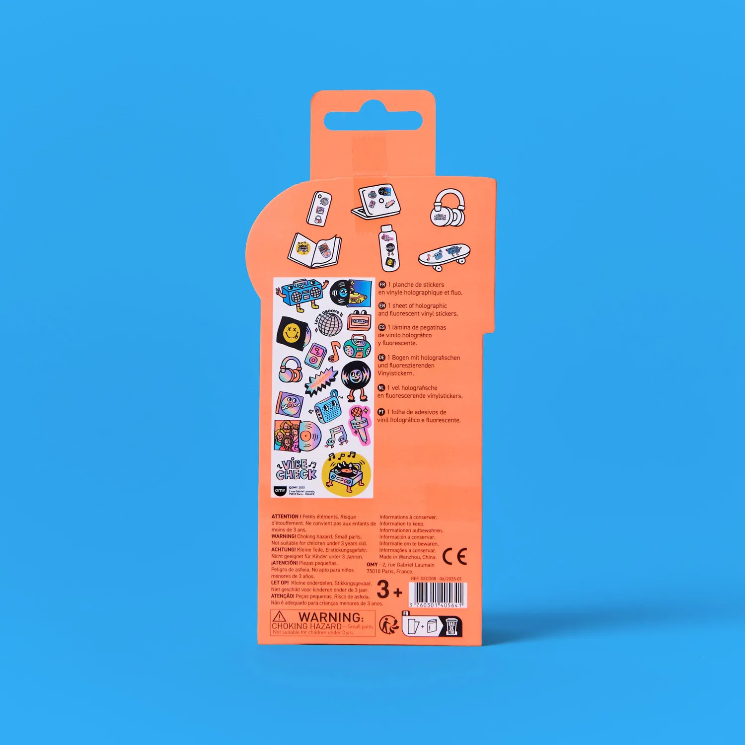 OMY Iconic Music stickers fluoro holografiske