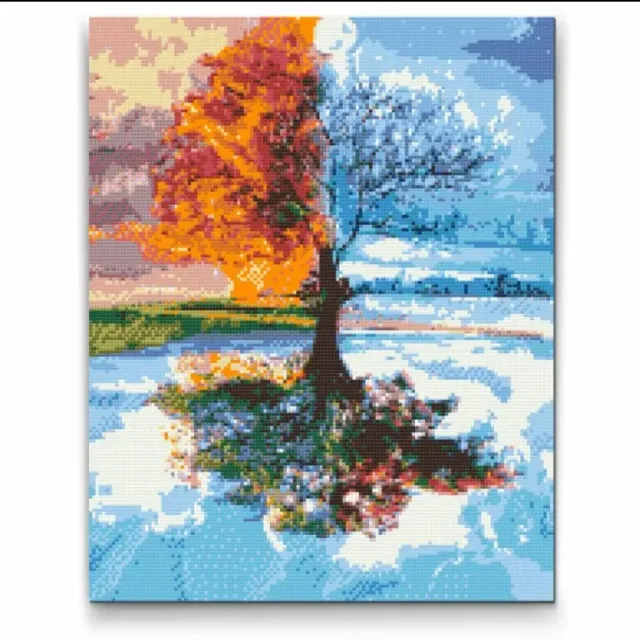 Road2Art Fire Årstiders Træ diamond painting 40x50 cm