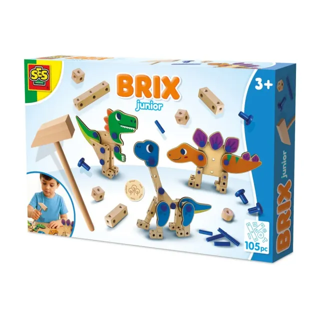 SES Creative Brix Junior dino byggesæt træ 46 dele 3 dinoer