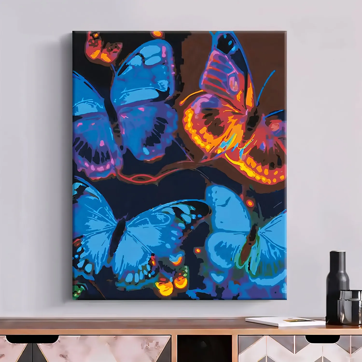 Craftsy Neon Sommerfugle mal efter tal 40x50 cm neon