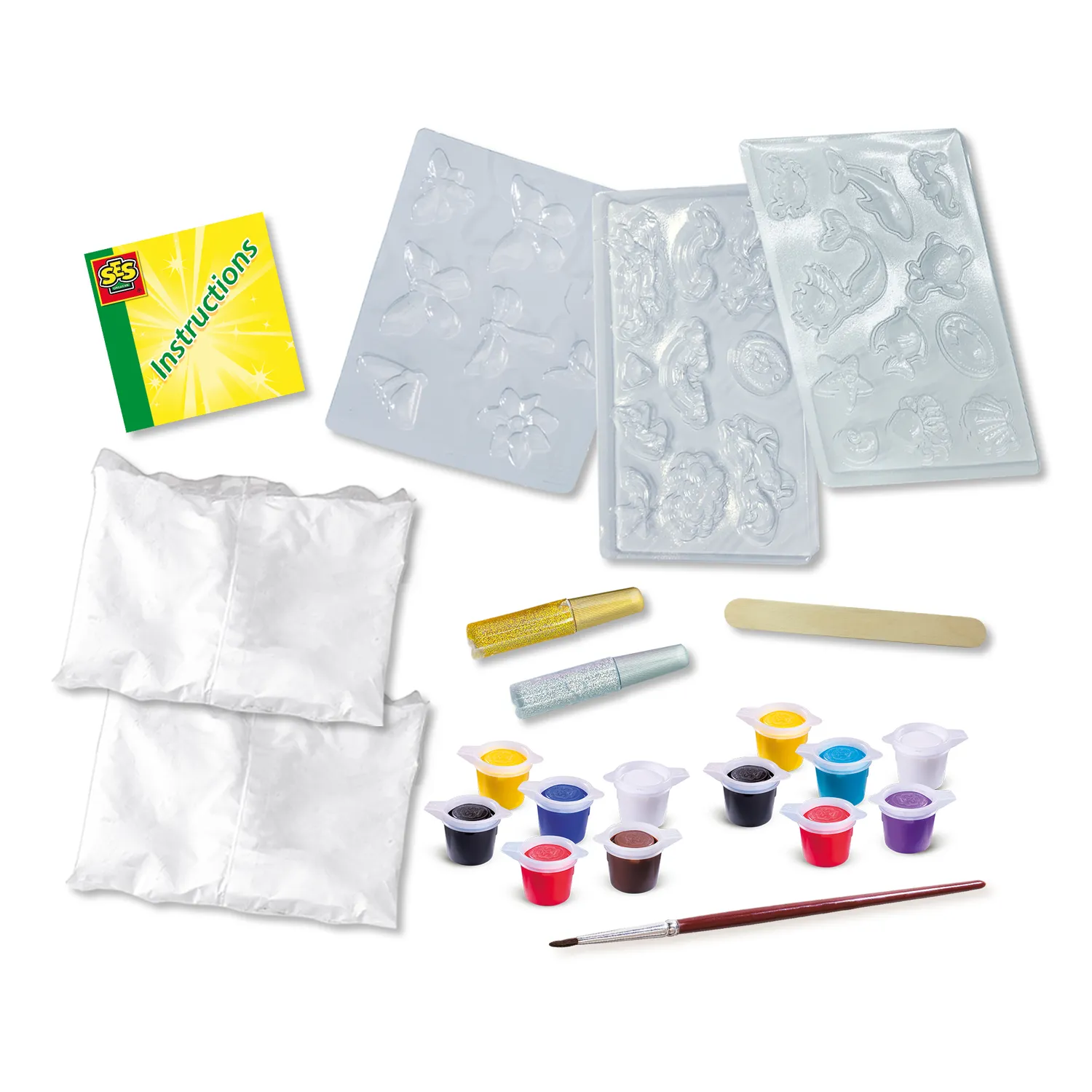 SES Creative Mega Box Unicorn gipssæt 29 figurer glitterlim