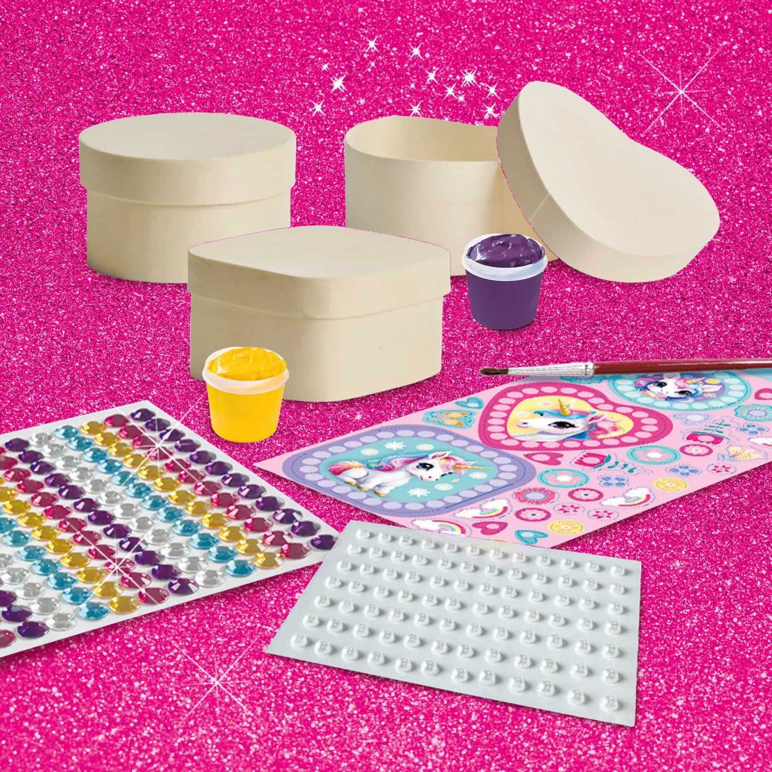 SES Creative Unicorn diamond painting smykkeskrin 3 stk