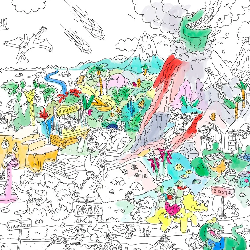 OMY Dinos kæmpe maleplakat dinosaurer