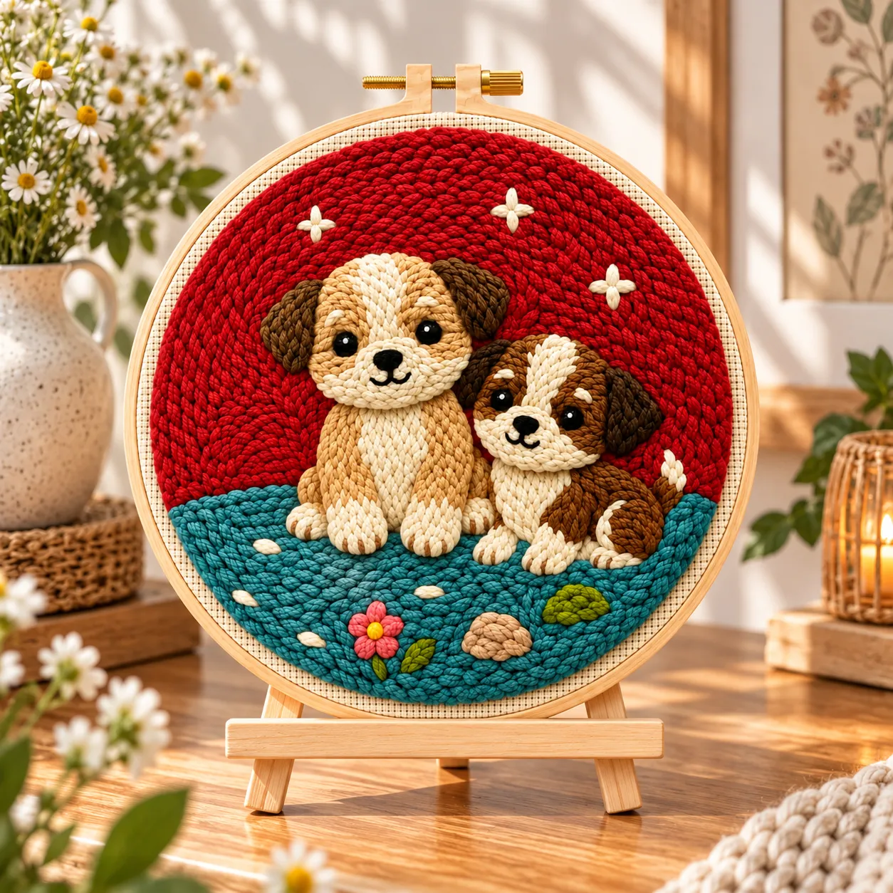 craftsy.dk To Søde Hunde punch needle sæt 20 cm til børn