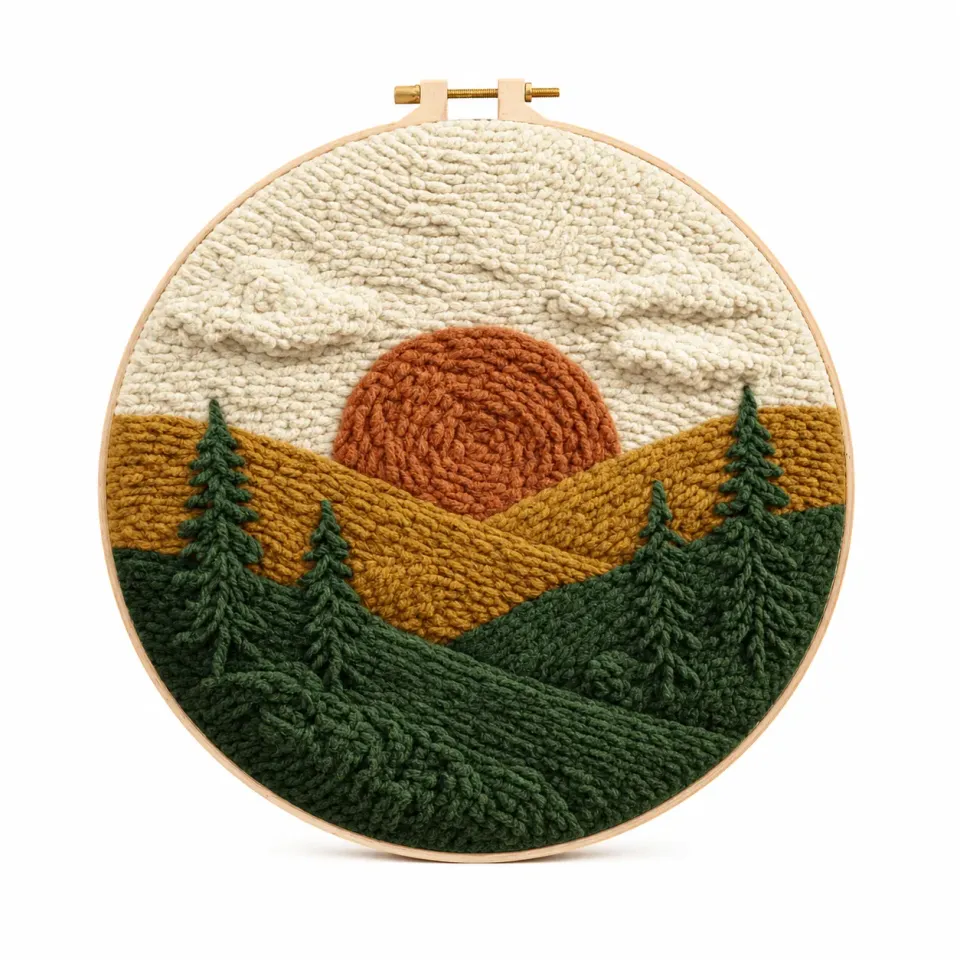 craftsy.dk Punch Needle Solnedgang i Skoven sæt 20 cm